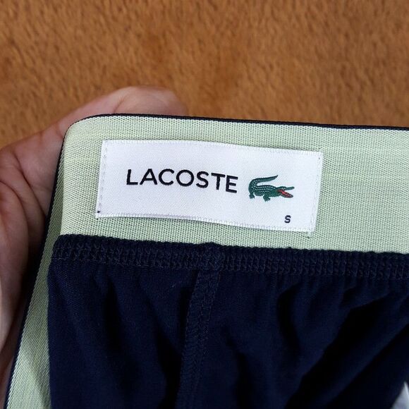 LACOSTE Sleep Shorts Mens Small Blue Cotton Stretch Logo Waist Band Lounge - Picture 5 of 7